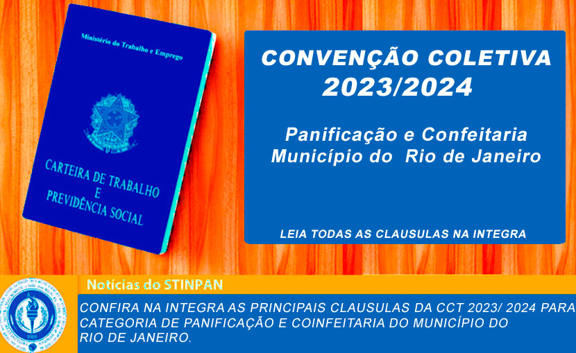 Convenção Coletiva 2023 / 2024 de Panificação e Confeitaria do Município do Rio de Janeiro.